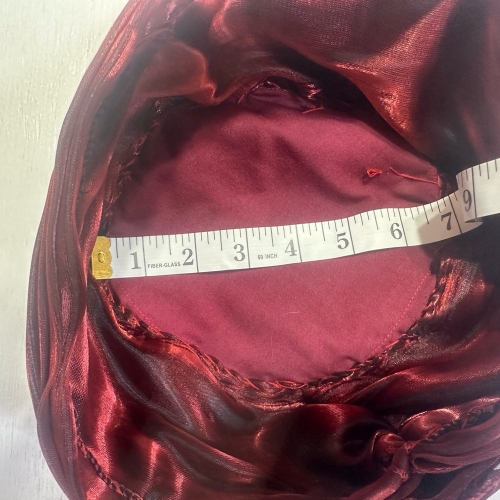 Vintage Burgundy Satin Turban Hat Rose Detail Statement Church Derby - Picture 6 of 13